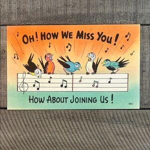 Vintage Musical Bird Retro Postcard